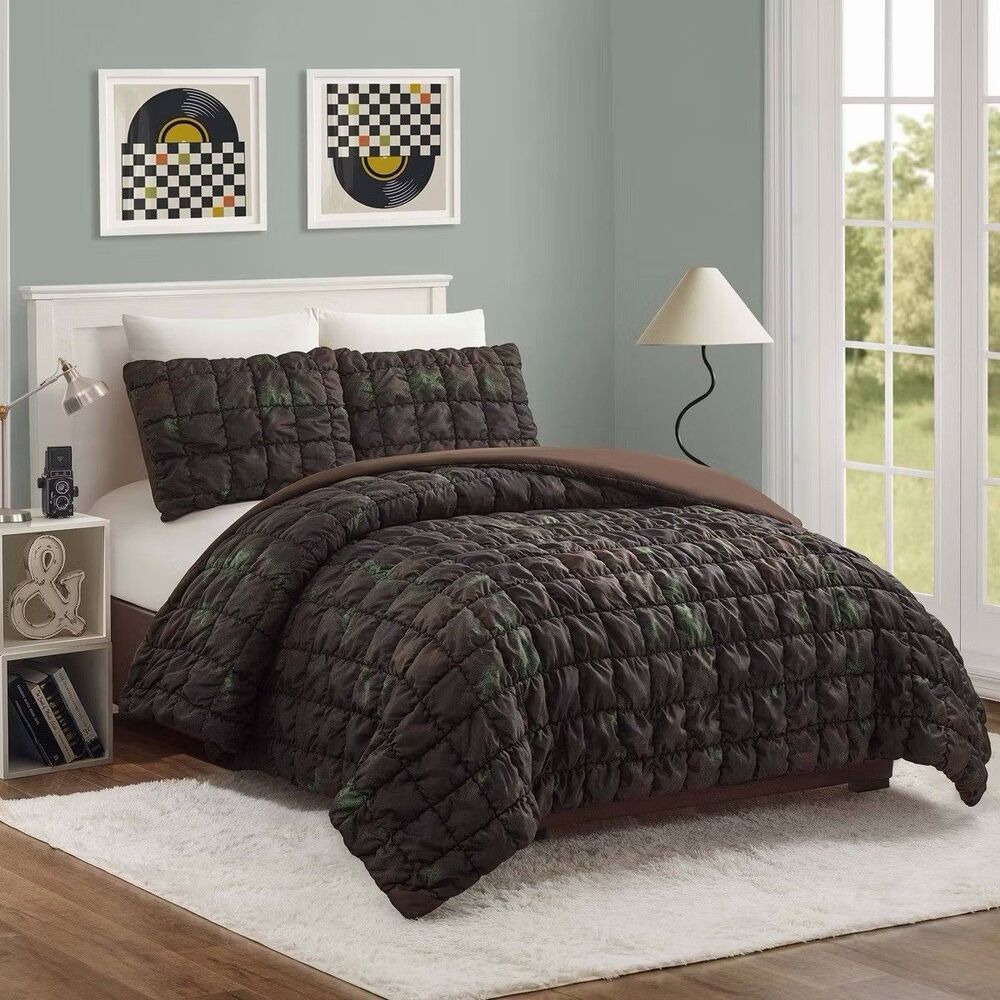 Seek Full/Queen Puffer Square Comforter Lightweight Modern Bedding - Picture 3 of 4